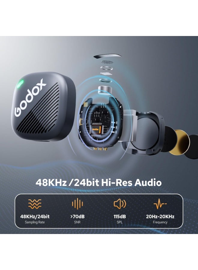 Godox Cube C Combo Kit Wireless Microphone for Camera, Smartphone & iPhone, Noise Cancellation, 48kHz/24-Bit Hi-Fi Audio, 300m Range, 40-Hour Battery Life - Image 3